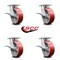 Service Caster 6 Inch Kingpinless Red Poly on Steel Wheel Swivel Caster Set with Brakes SCC SCC-KP30S620-PUR-RS-SLB-4 - alternate 6